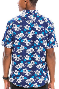 Men Print Hawaiian Button Down Shirt