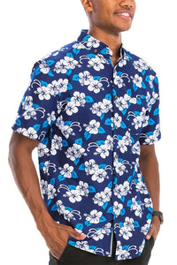 Men Print Hawaiian Button Down Shirt