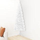 Slim Artificial Half Christmas Tree with Stand White 82.7"
