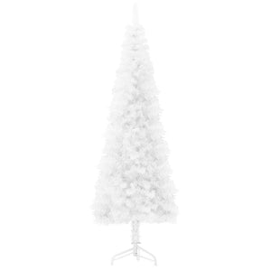 Slim Artificial Half Christmas Tree with Stand White 82.7"