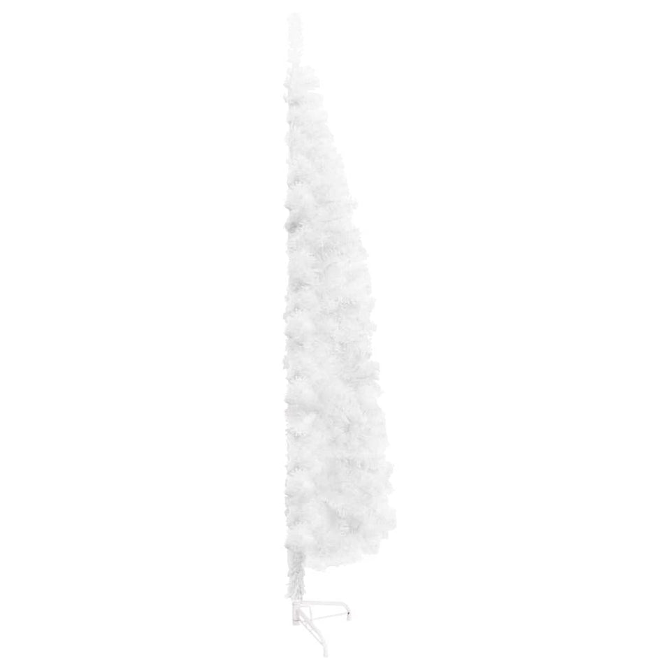 Slim Artificial Half Christmas Tree with Stand White 82.7"