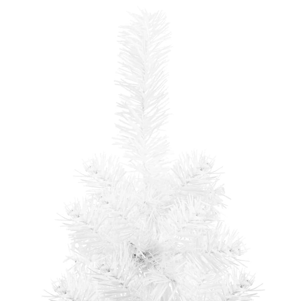 Slim Artificial Half Christmas Tree with Stand White 82.7"