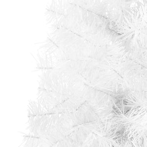 Slim Artificial Half Christmas Tree with Stand White 82.7"