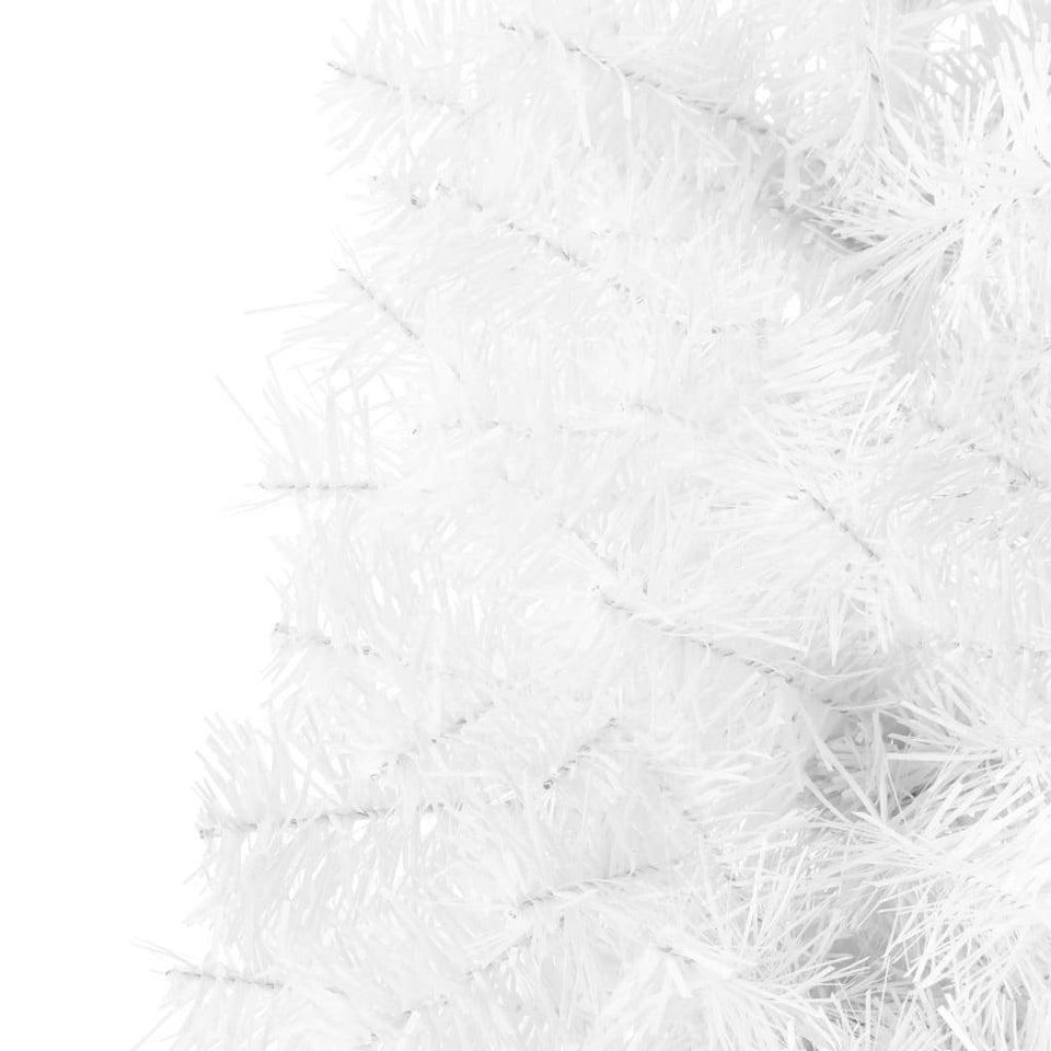 Slim Artificial Half Christmas Tree with Stand White 82.7"