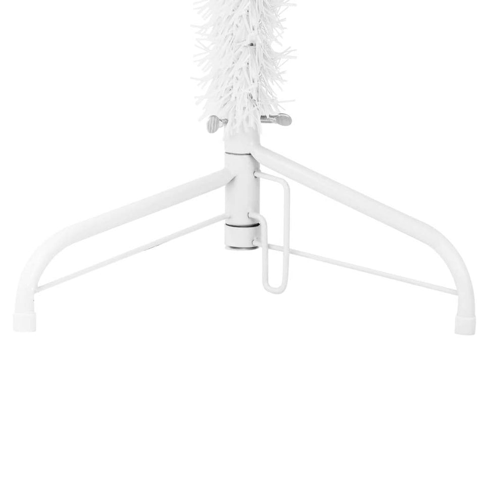 Slim Artificial Half Christmas Tree with Stand White 82.7"