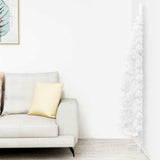 Slim Artificial Half Christmas Tree with Stand White 82.7"