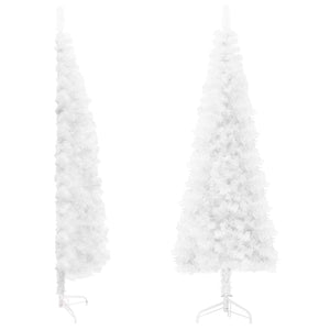 Slim Artificial Half Christmas Tree with Stand White 82.7"